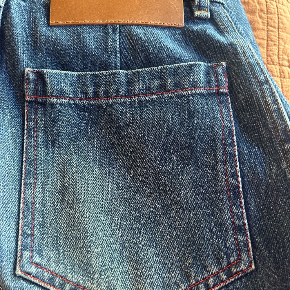 Victoria Beckham Blue Jeans with Vintage Wash and Twill Texture
